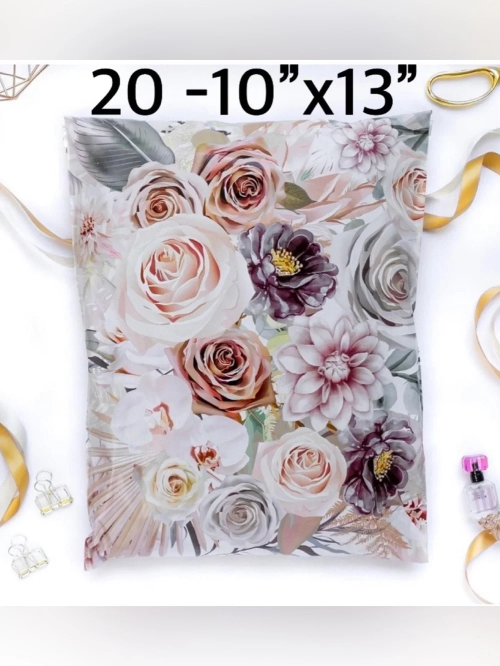 4/$20 -20 Boho Floral Poly Mailers 10”x13”